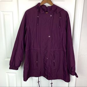 Woman Within Fleece-Lined Taslon Anorak In Plum